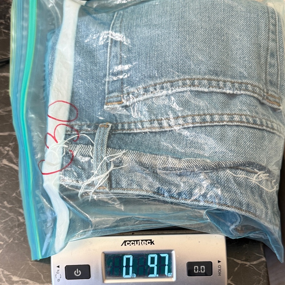 Frame Denim High Rise Shorts Size 33 Le Grand Garcon Distressed Light Wash Jean - Picture 11 of 11